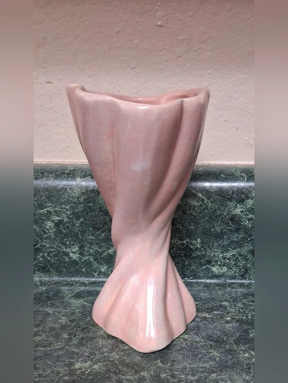 Vintage Gonder USA Pottery Vase Glossy Pink B-64